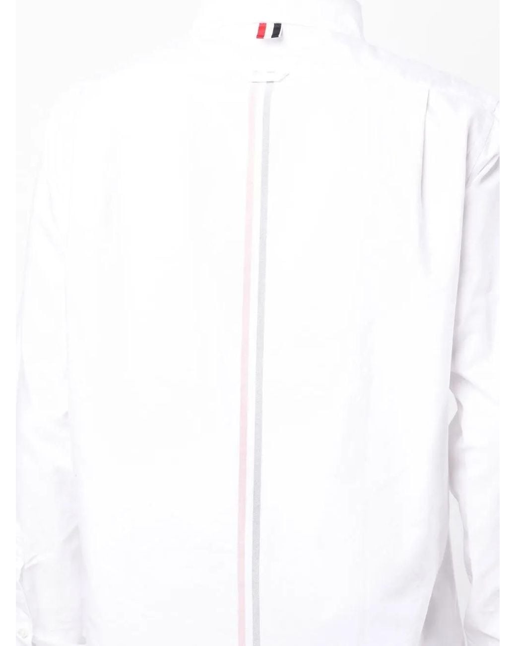 Thom Browne White Logo-Applique Cotton Shirt for men
