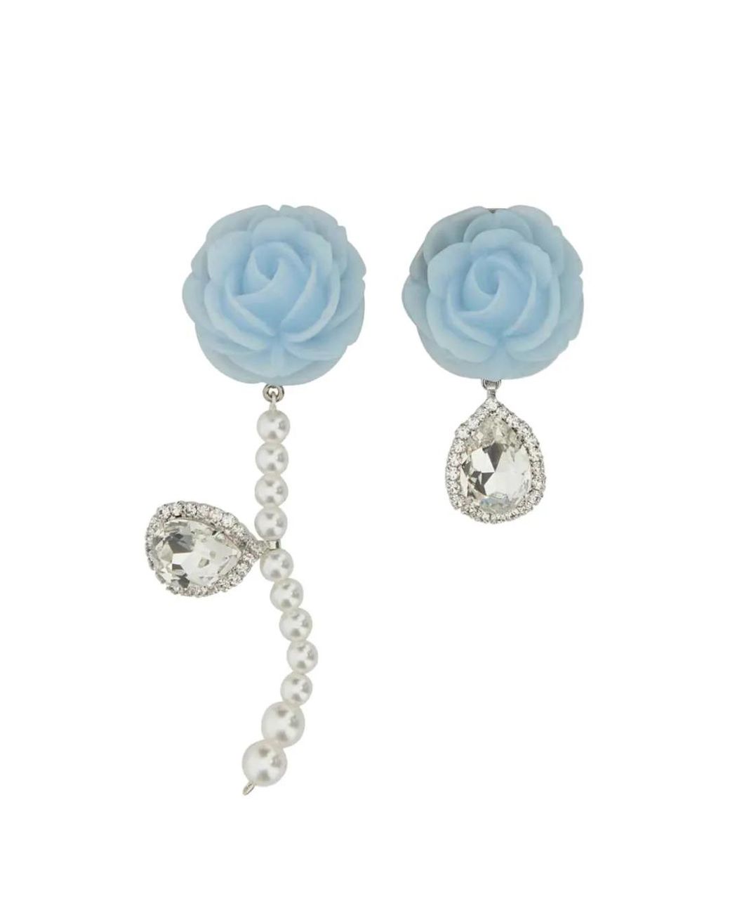 Magda Butrym Blue Embellished Flower Drop Earrings