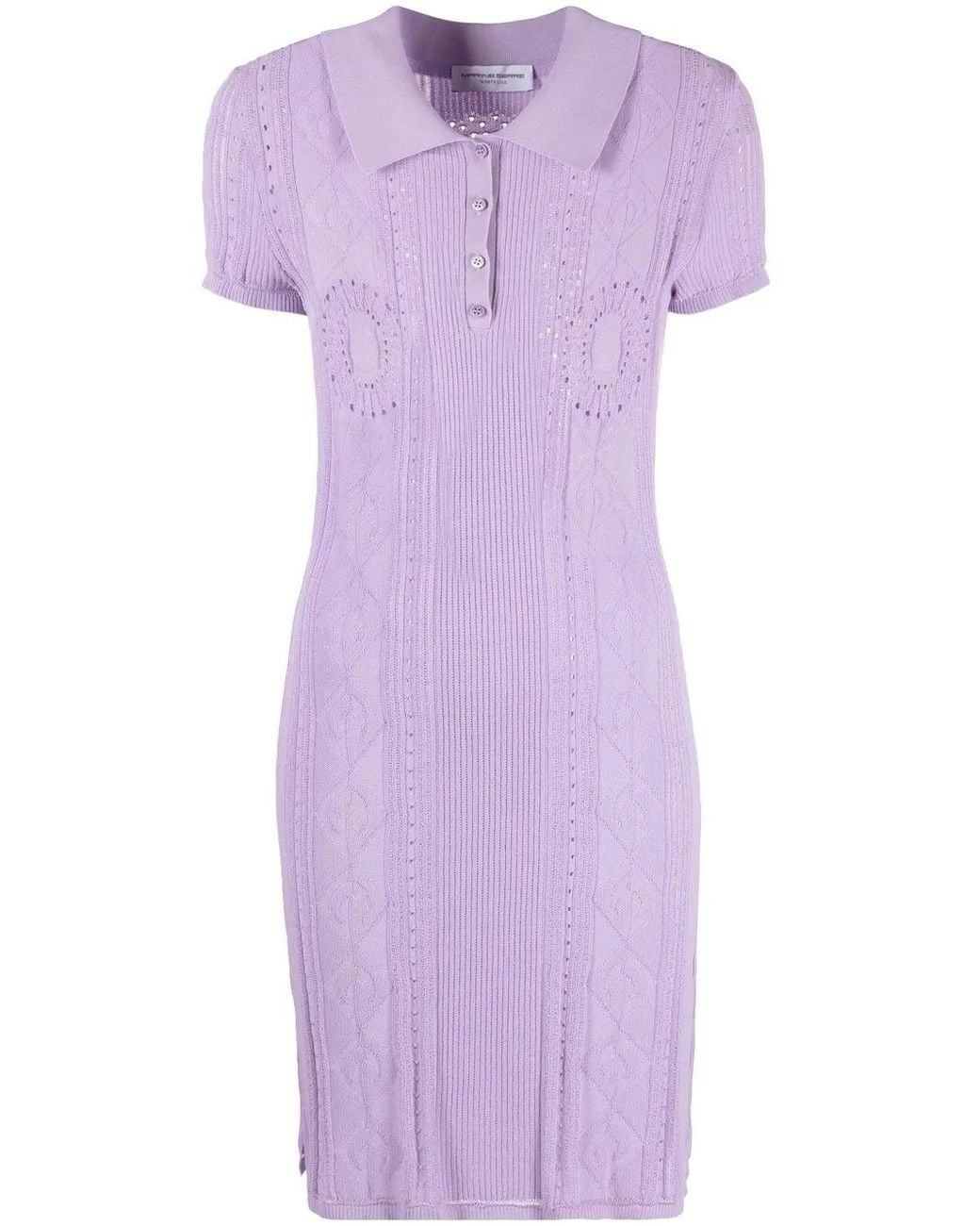 MARINE SERRE Purple Pointelle-Knit Tennis Dress