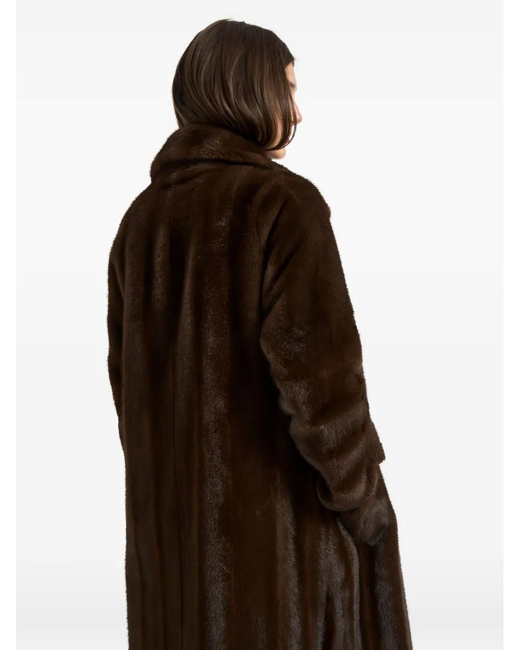 Valentini Black Belted Faux-Fur Coat