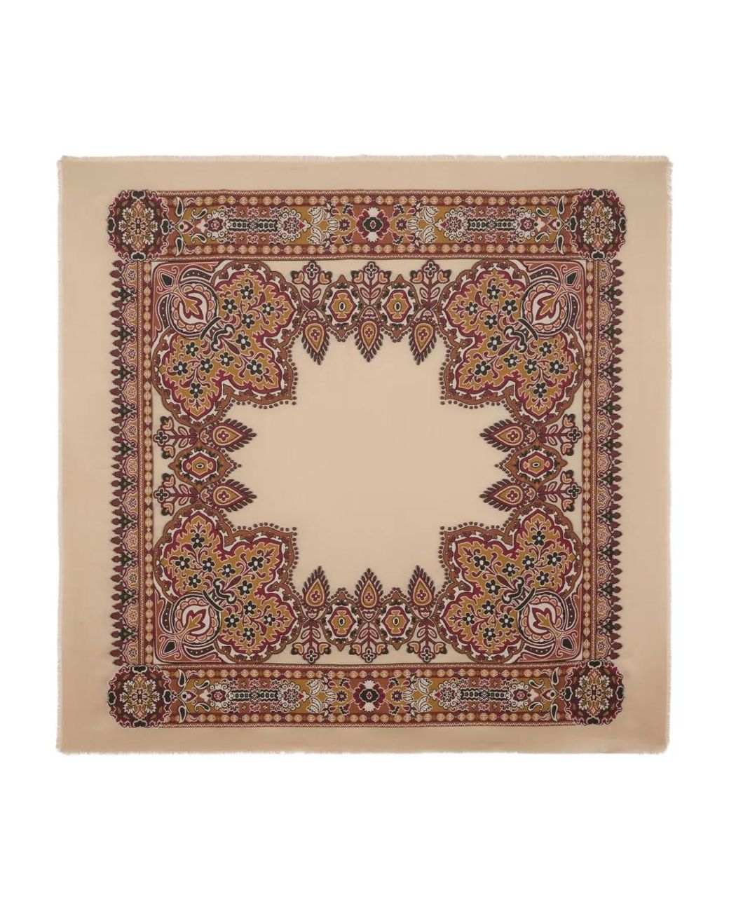 Etro Brown Wool-Blend Jacquard Shawl With Floral Motif