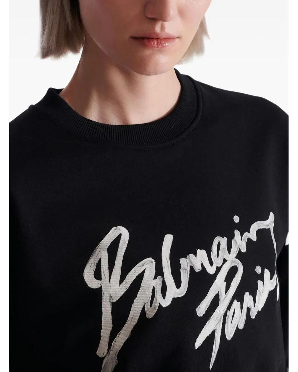 Sudadera De Algodón Estampado Balmain de color Black