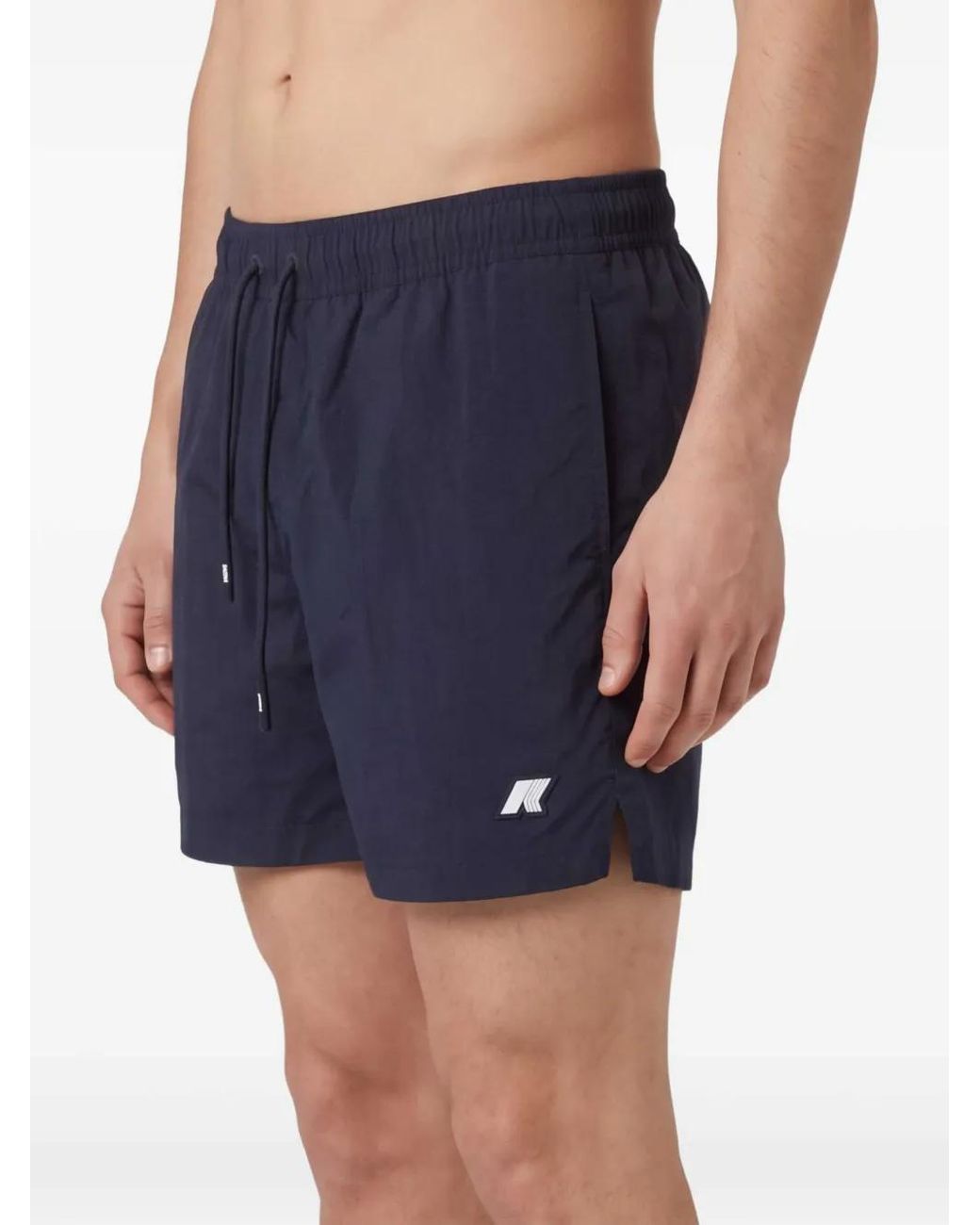 K-Way Blue Logo-Patch Swim Shorts for men