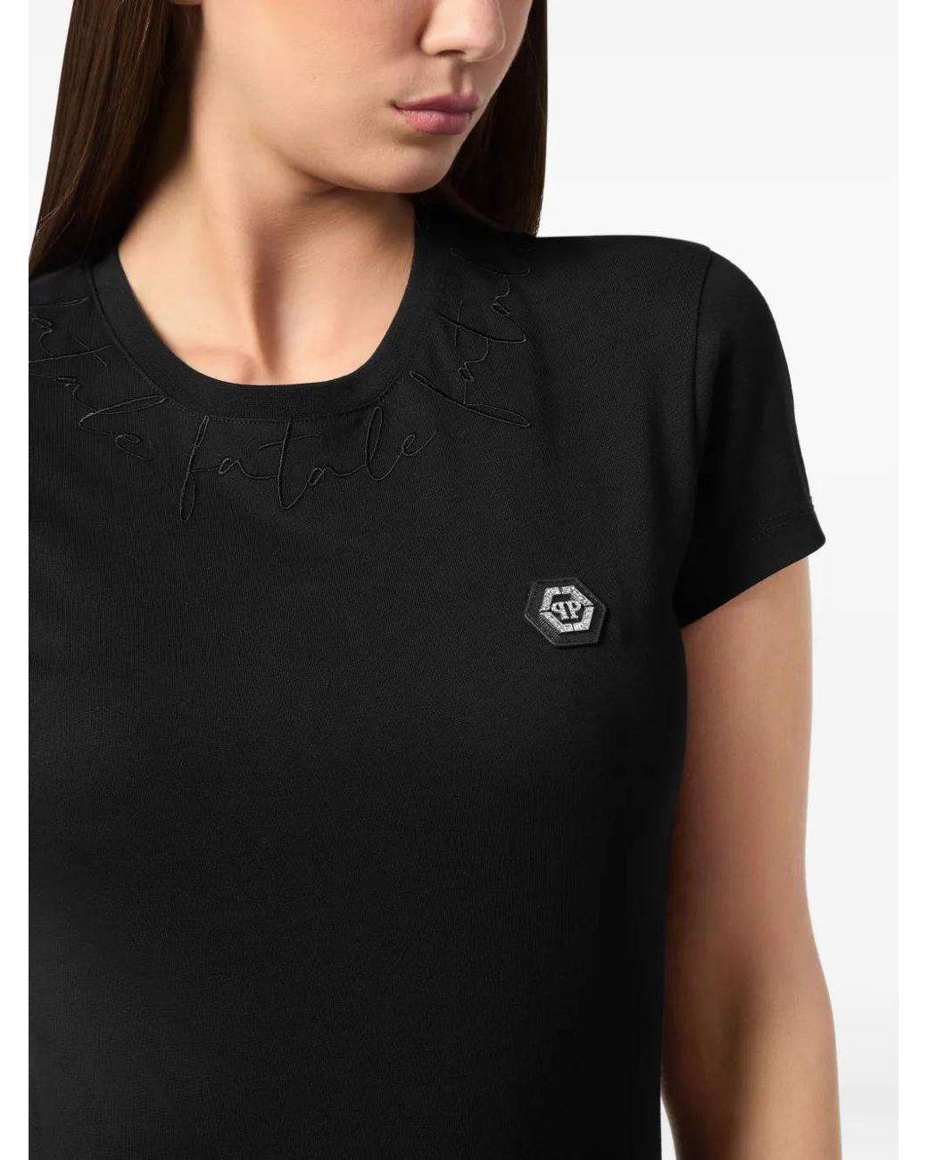 Philipp Plein Black Pure Fit T-Shirt Logo Fatale
