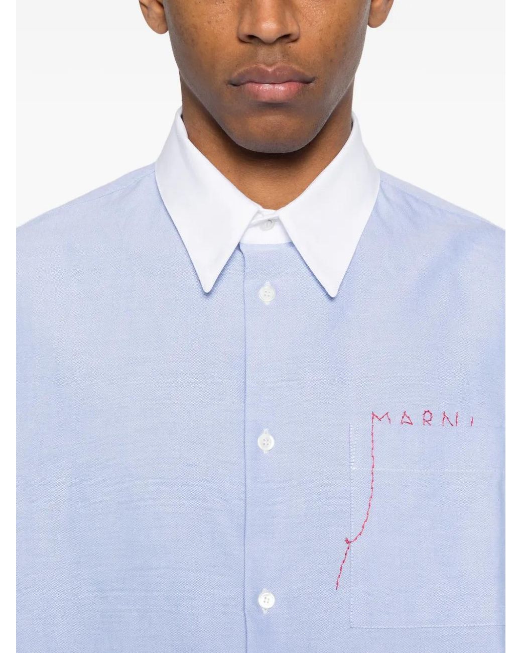 Marni Green Chemise En Soie À Poche Poitrine for men