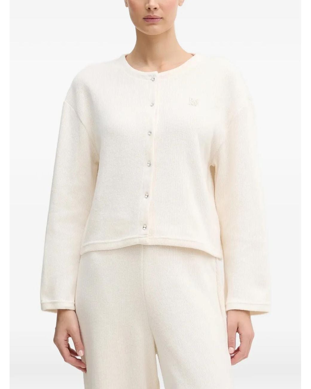 DKNY White Embellished Button Cardigan