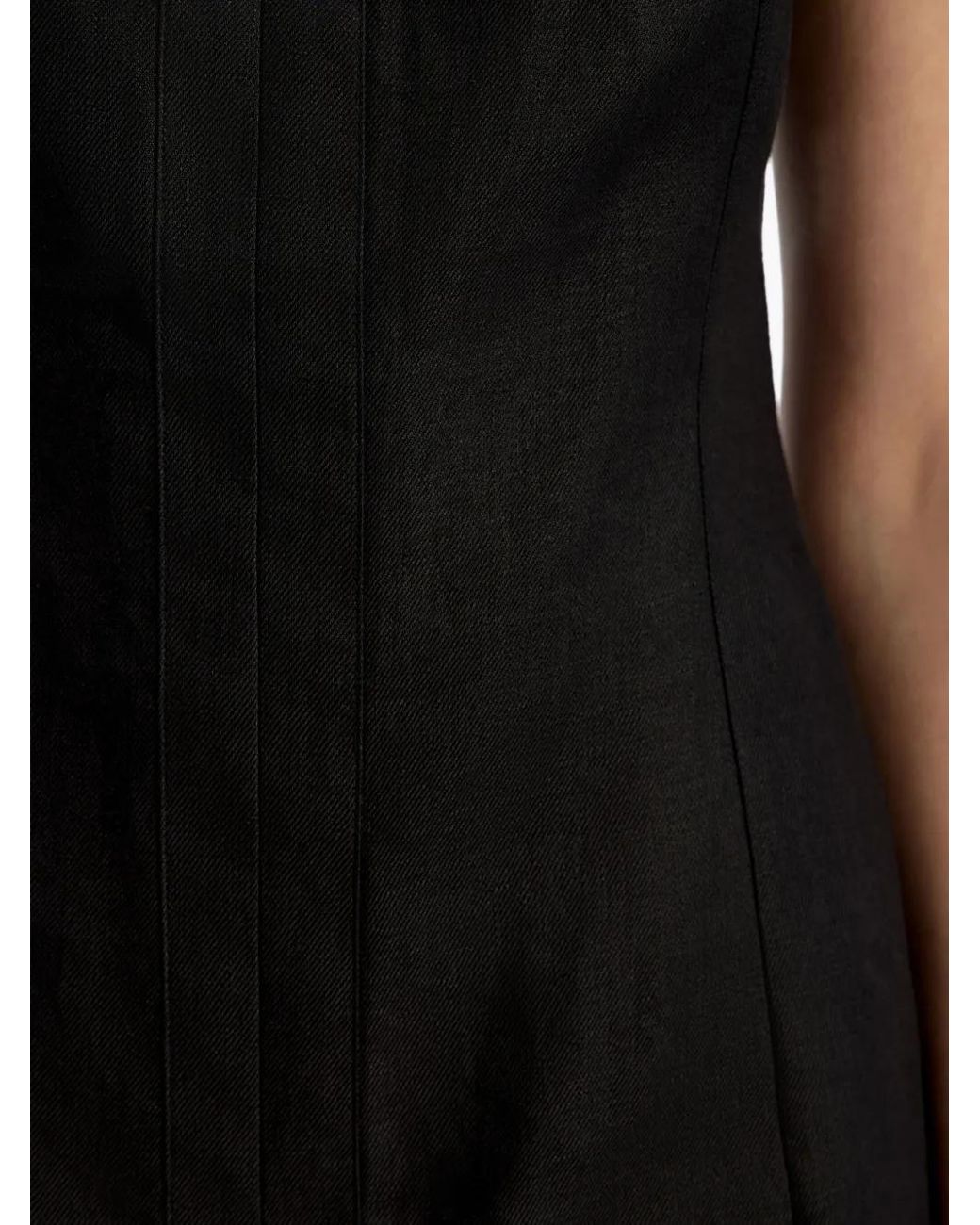 12 STOREEZ Black Square-Neck Linen Mini Dress