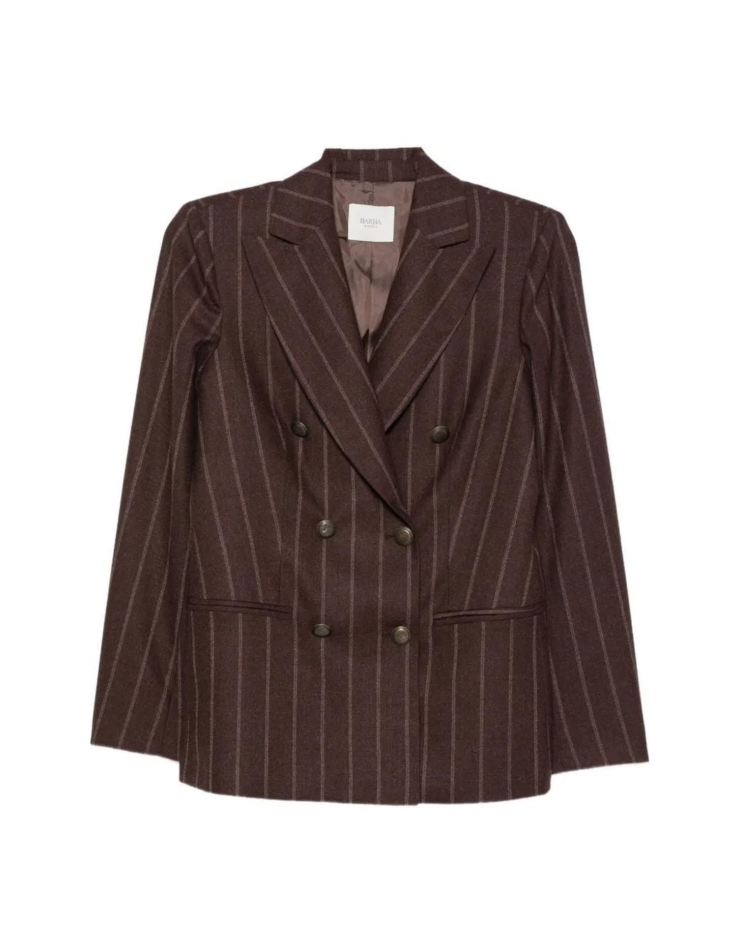 Barba Napoli Brown Pinstripe Double-Breasted Blazer