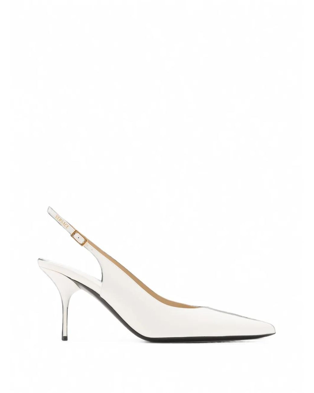 Versace White Escarpins Pointus À Bride Arrière Nyx