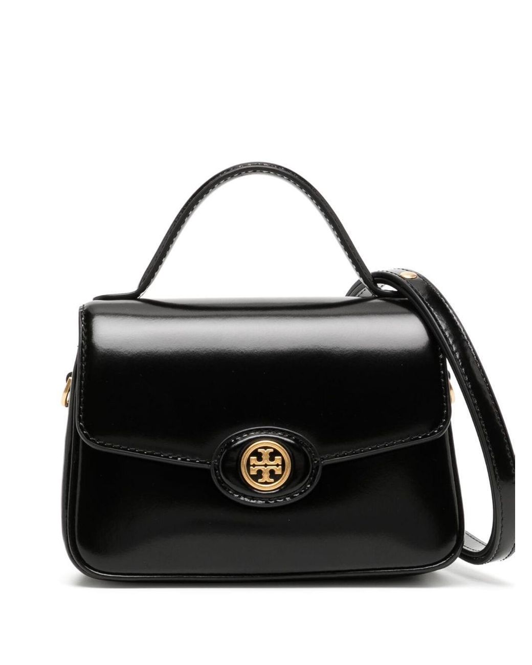 Tory Burch Robinson Spazzolato Shoulder Bag in Black Lyst