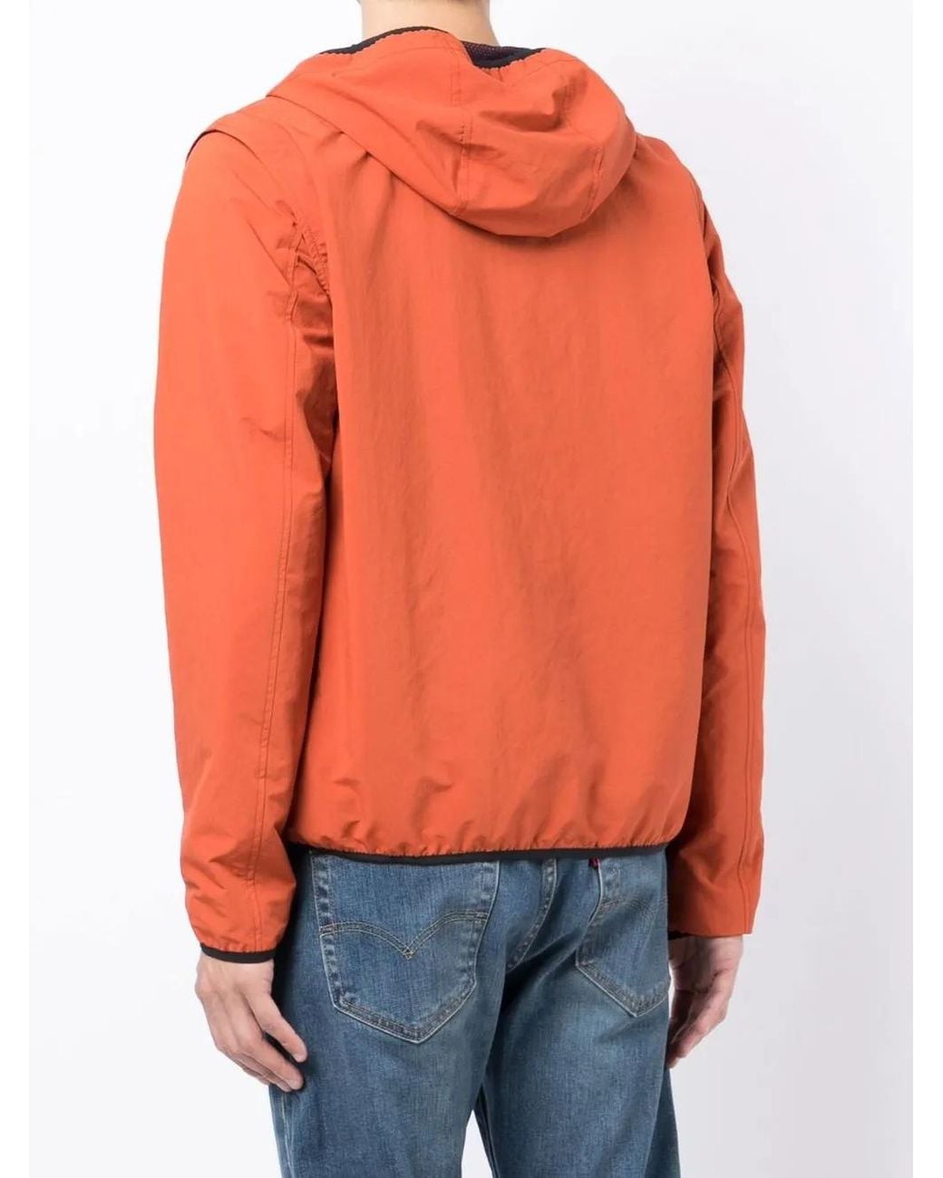Herno Orange Two-Pocket Zip-Up Hooded Jacket for men