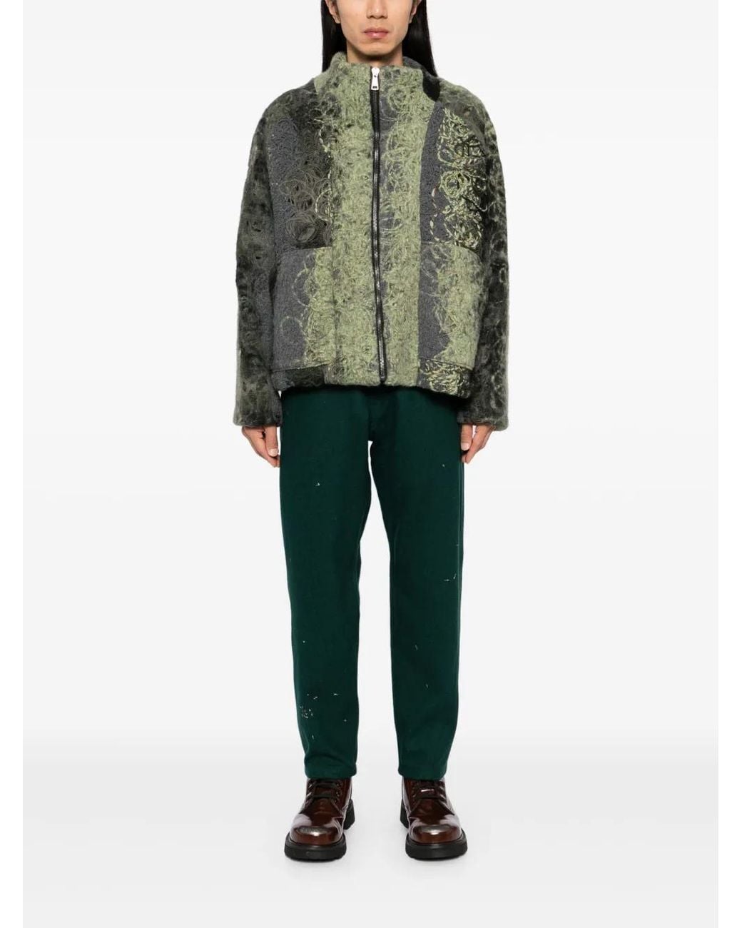 Undercover Green Embroidered Pants for men