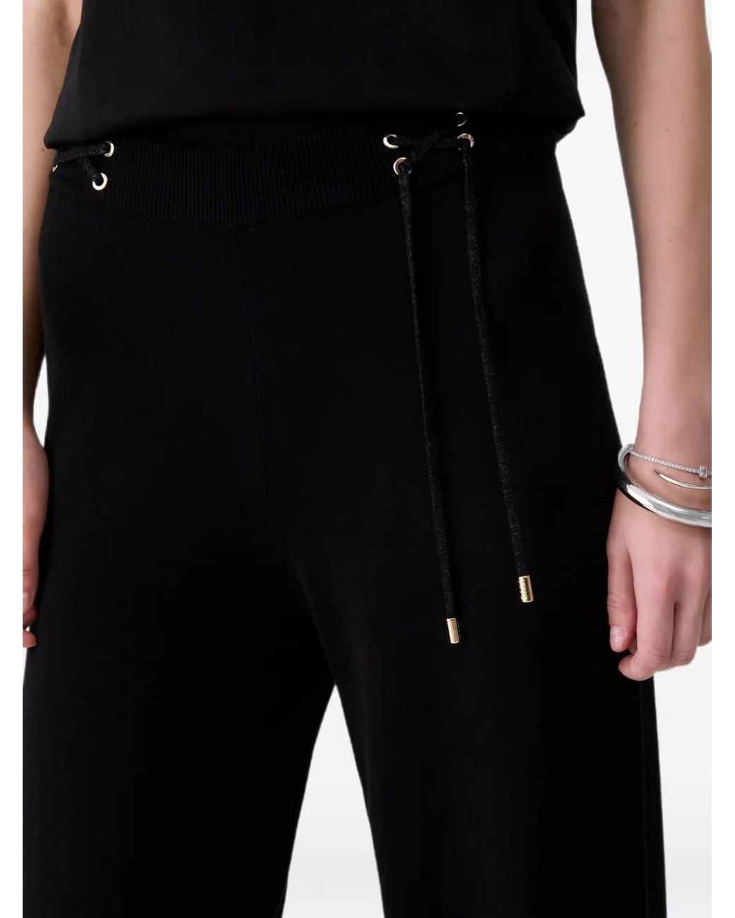 Liu Jo Black Knit Trousers With Drawstrings