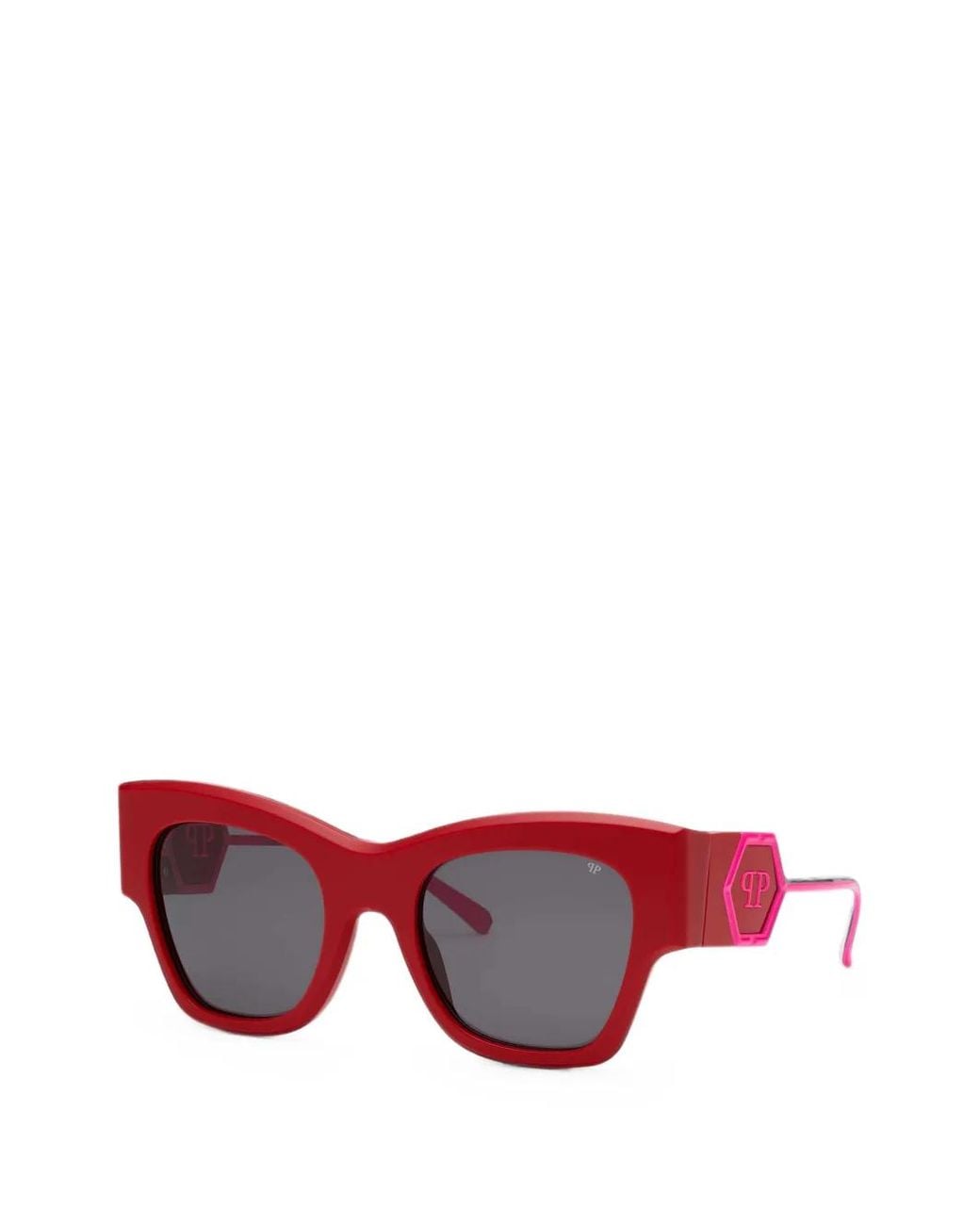 Philipp Plein Red Logo-Plaque Cat-Eye Sunglasses