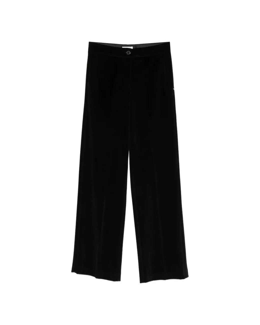 Ottod'Ame Black Alana Velvet-Effect Trousers