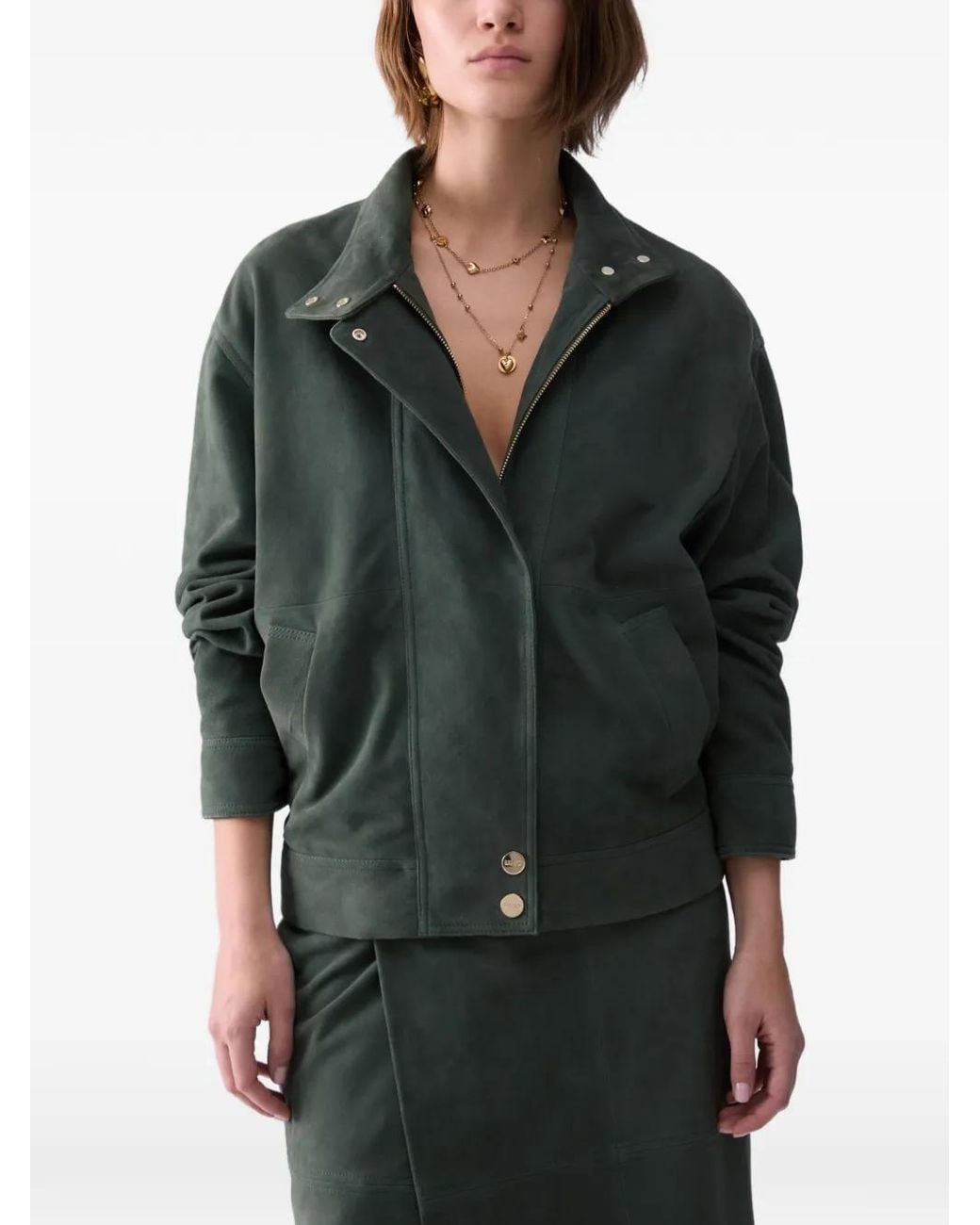 Liu Jo Green Suede Bomber Jacket