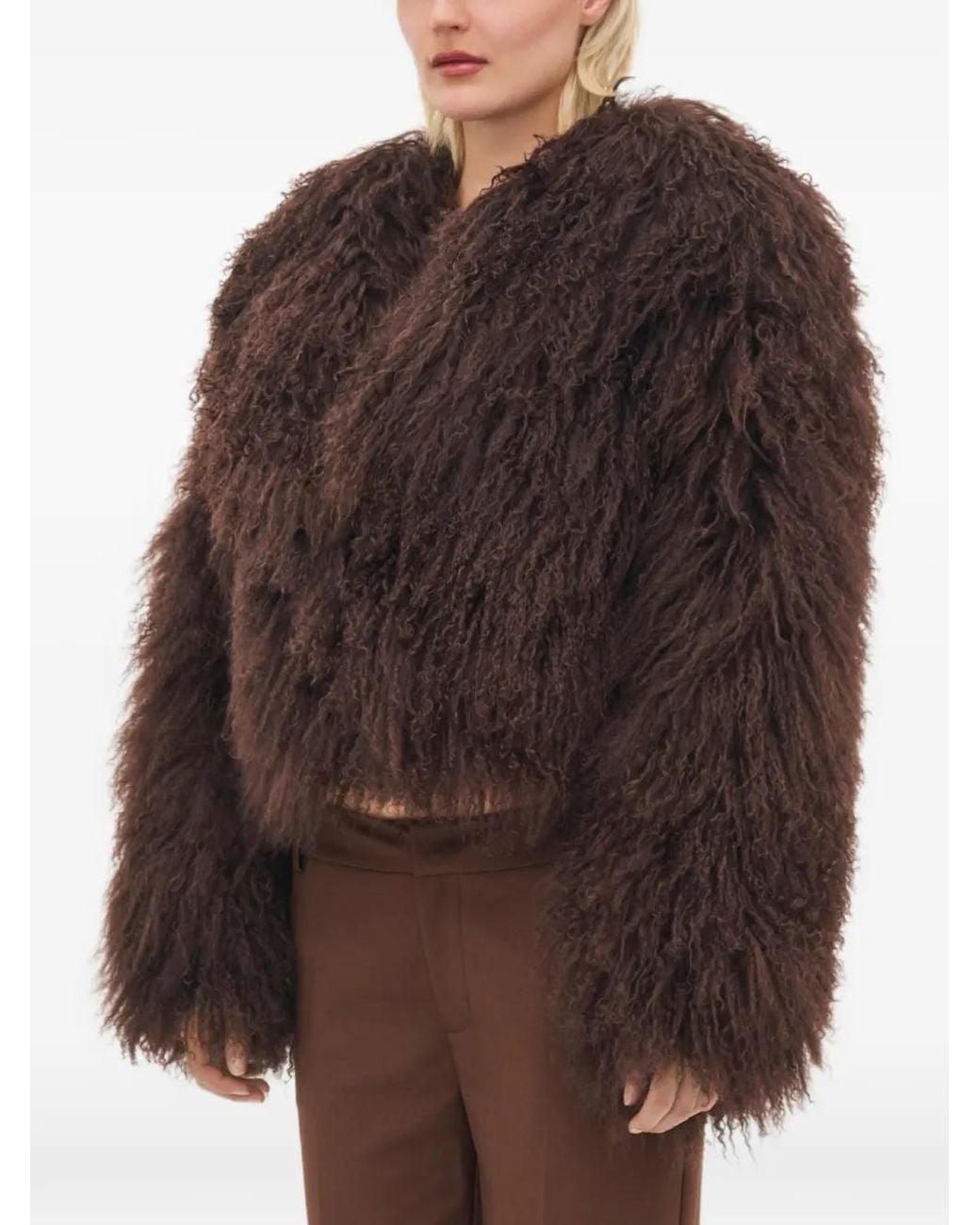 OW Collection Brown Thea Fur Jacket