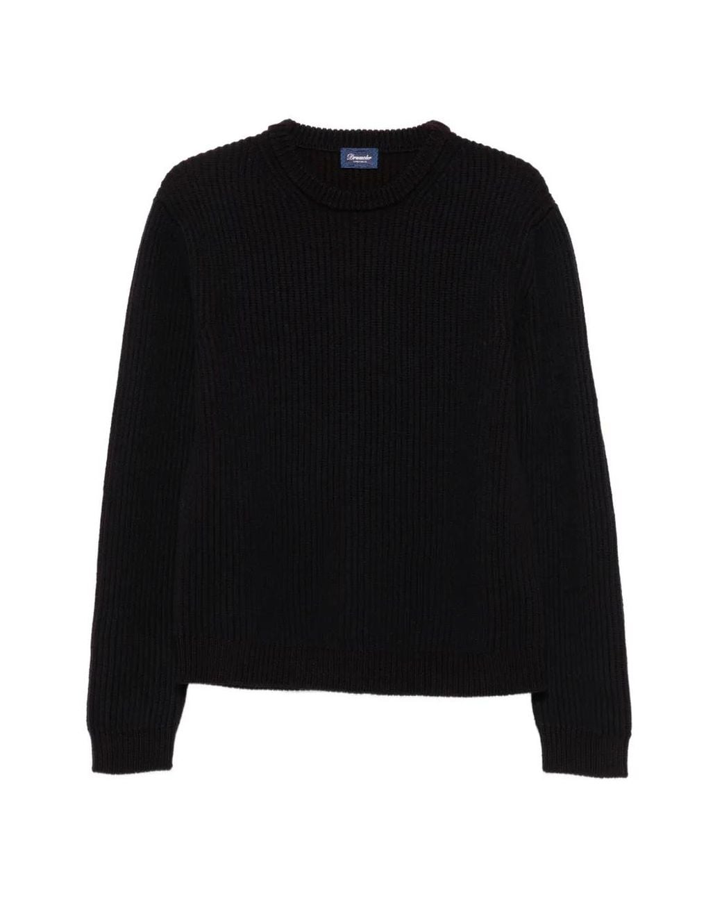 Drumohr Black Pull Côtelé En Laine for men