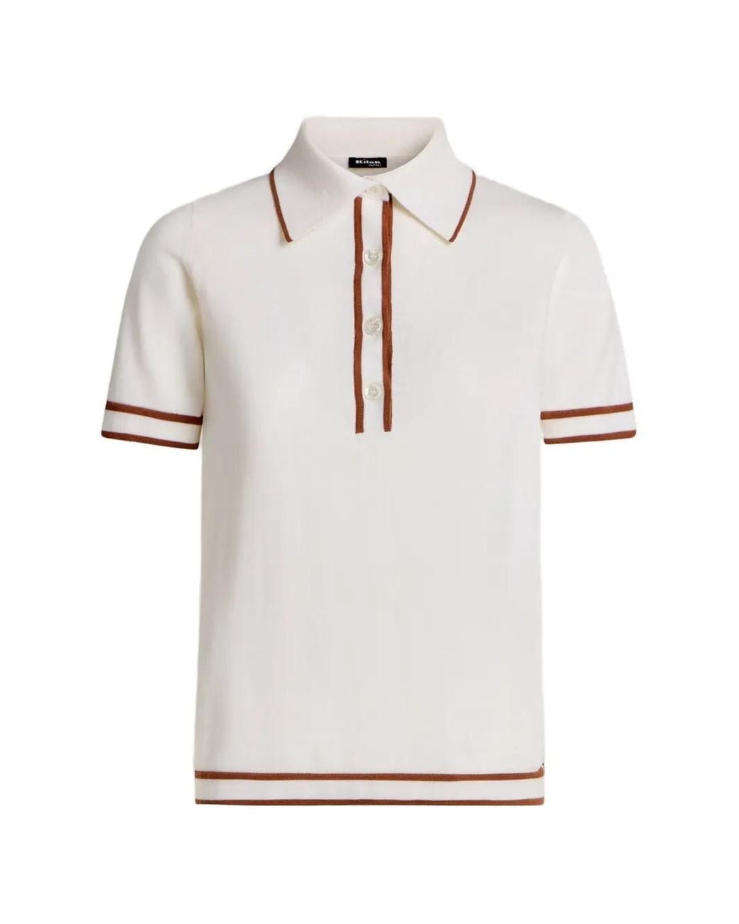 Kiton White Contrast-Trim Worsted-Wool Polo Shirt