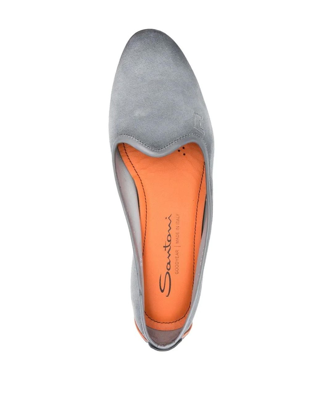 Santoni Gray Embroidered-Logo Suede Slippers