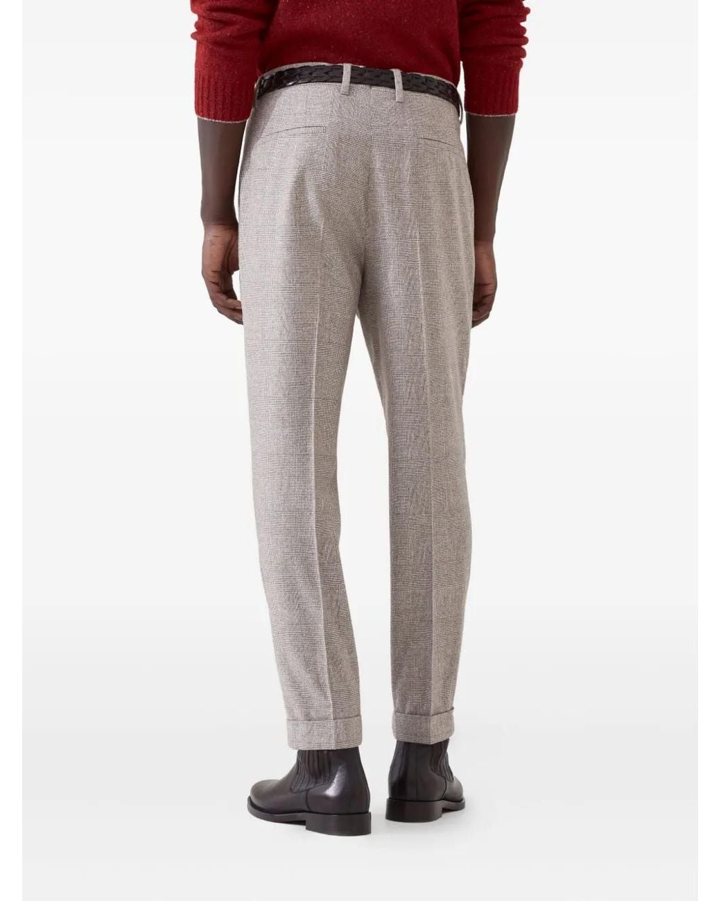 Brunello Cucinelli Gray Pleated Tailored Trousers for men