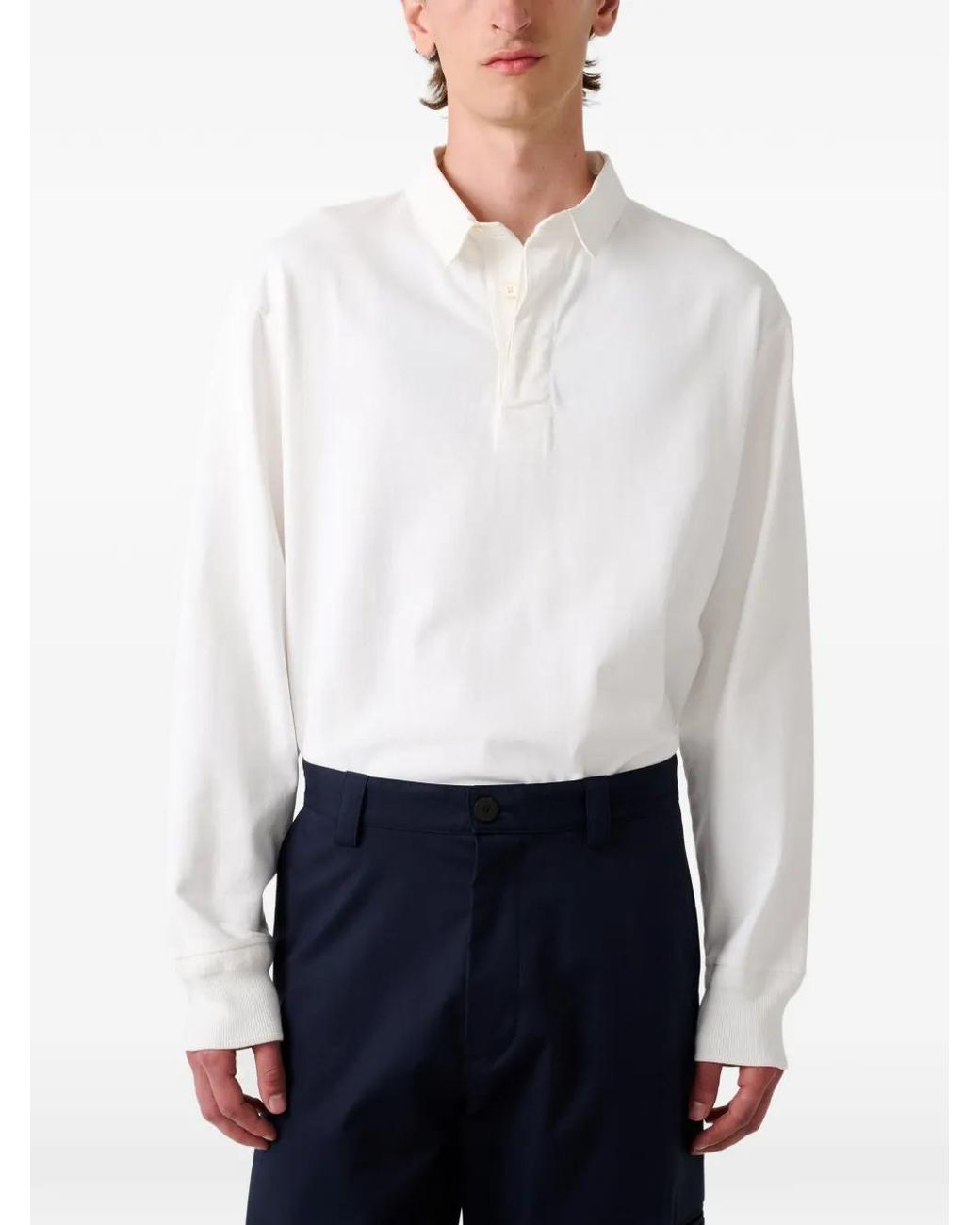 Studio Nicholson White Polo Alyk À Design Nervuré for men
