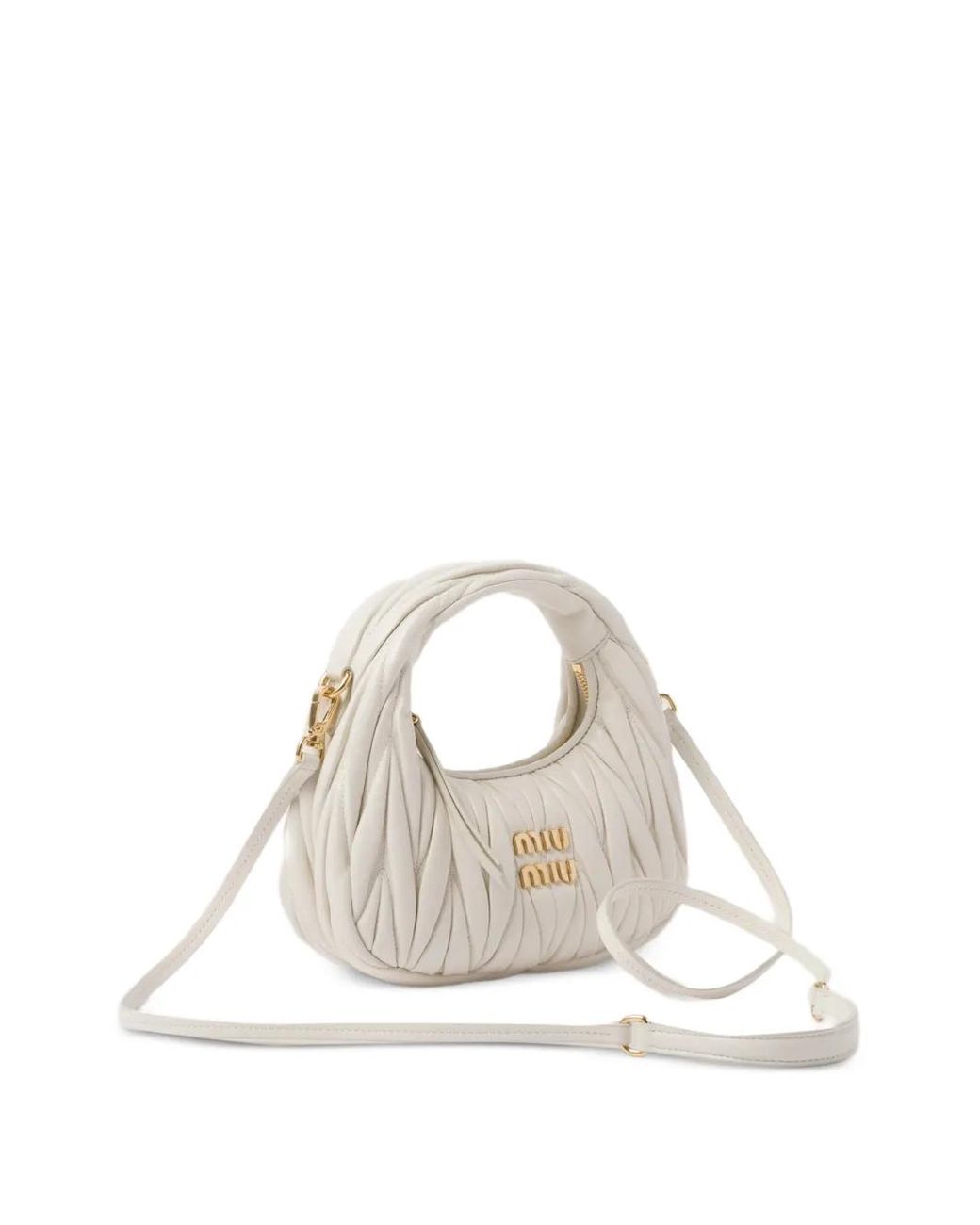 Miu Miu White Wander Matelassé Leather Mini Bag