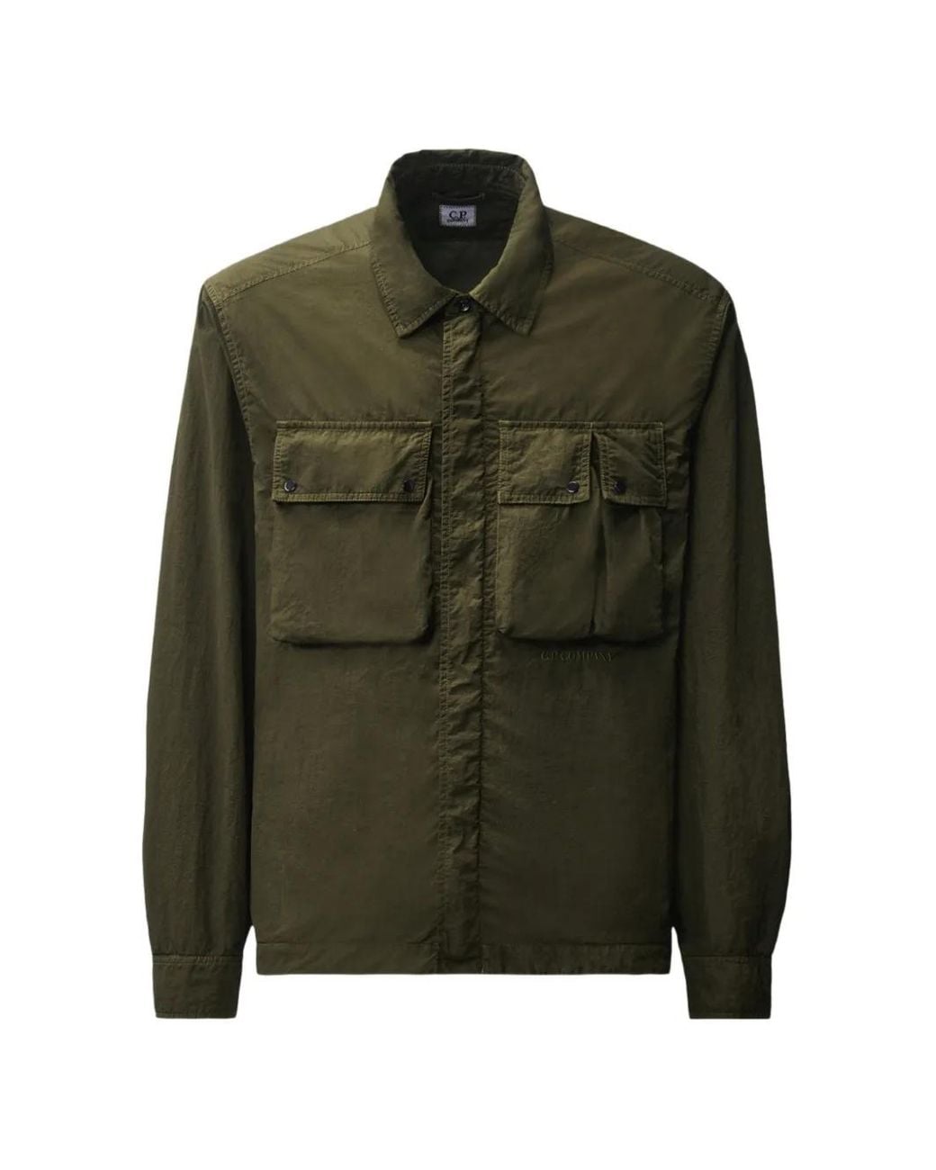 C P Company Green Flap-Pocket Shirt Jacket for men