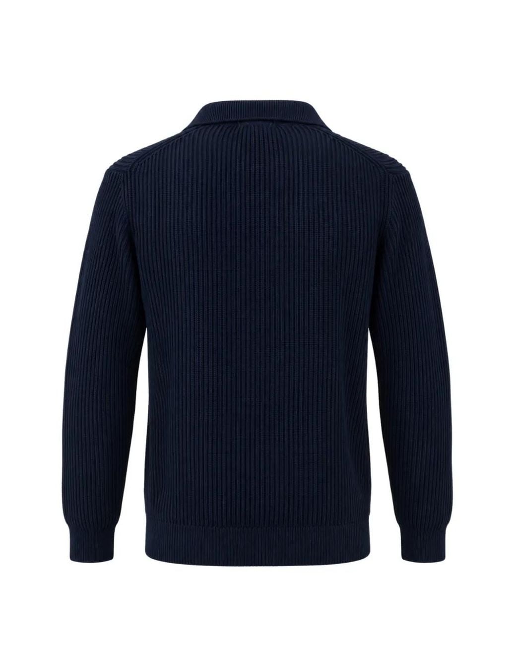 Franzese Collection Blue Steve Mcqueen Ribbed-Knit Pointed-Collar Sweater for men