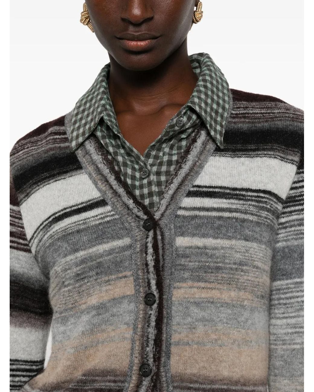 Neera Gray Degradé Striped Cardigan
