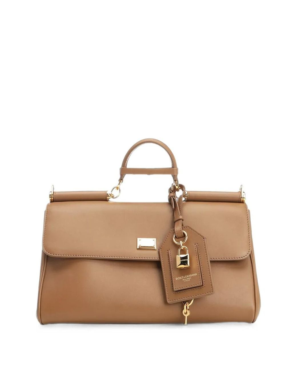 Dolce & Gabbana Natural Medium My Sicily Leather Tote Bag