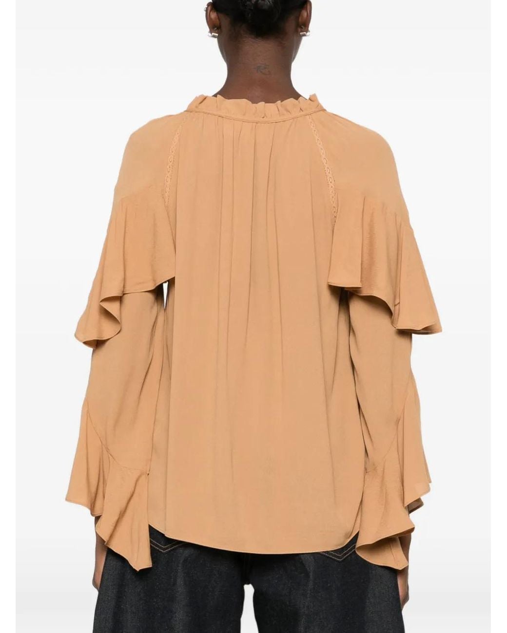 Ba&sh Natural Betty Ruffled Tiered Blouse