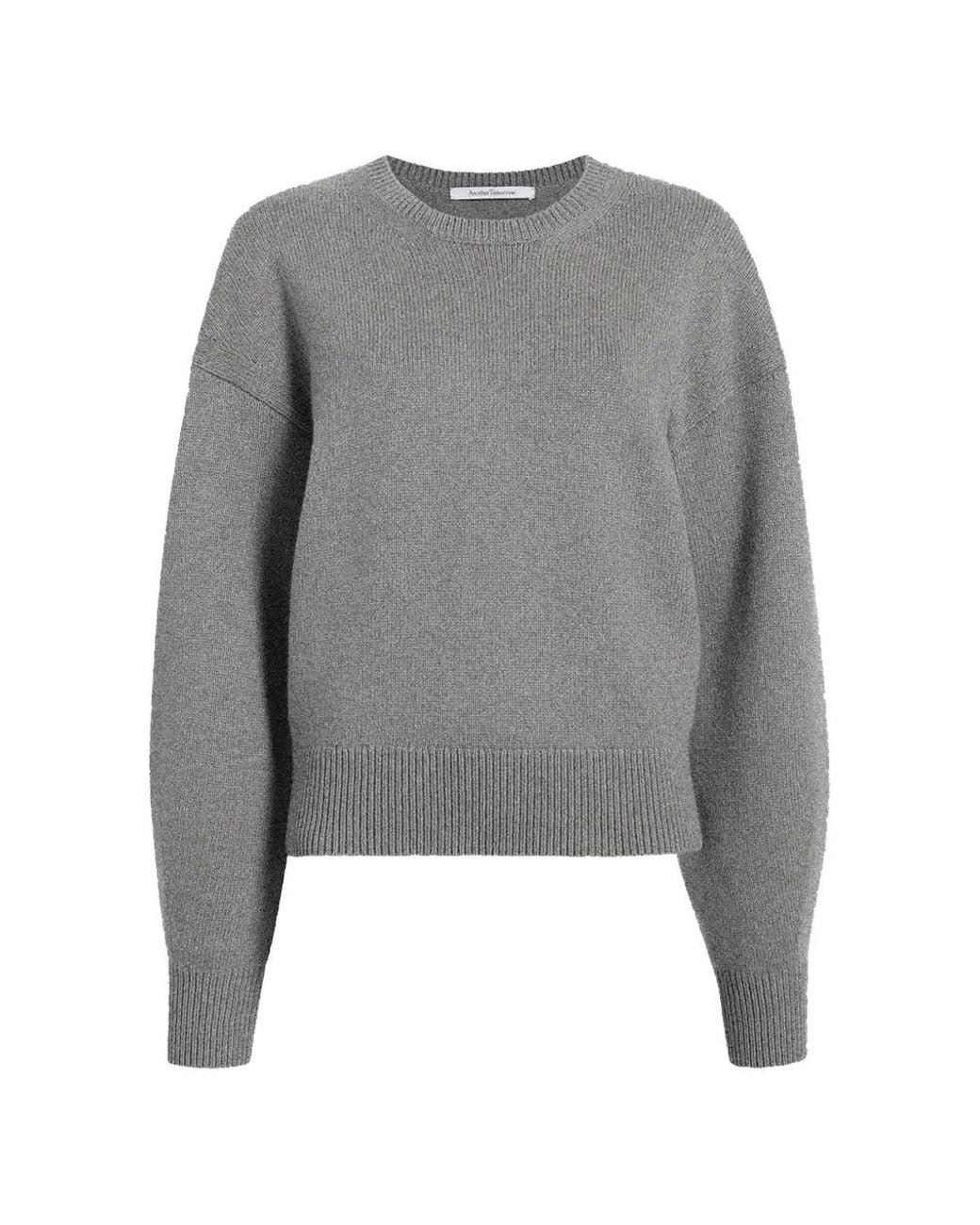 Another Tomorrow Gray Cashmere-Knit Sweater