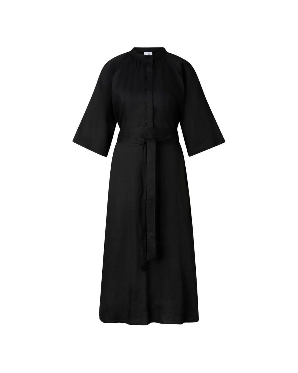 Bogner Black Catelyn Embroidered Raglan-Sleeve Midi Dress