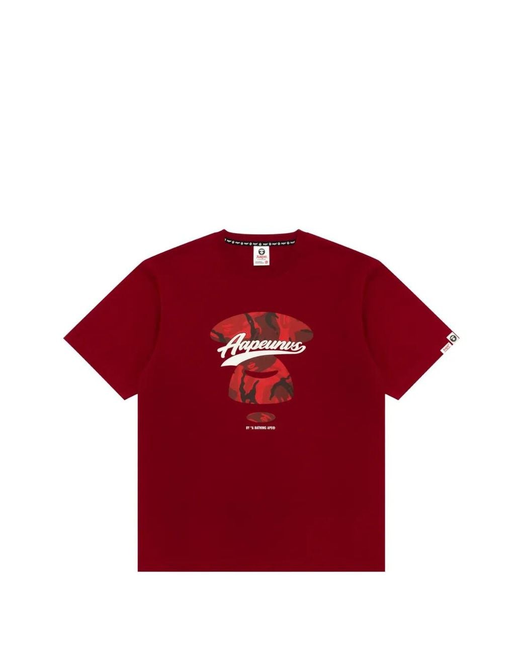 Aape By A Bathing Ape Red Moonface-Print Cotton T-Shirt for men
