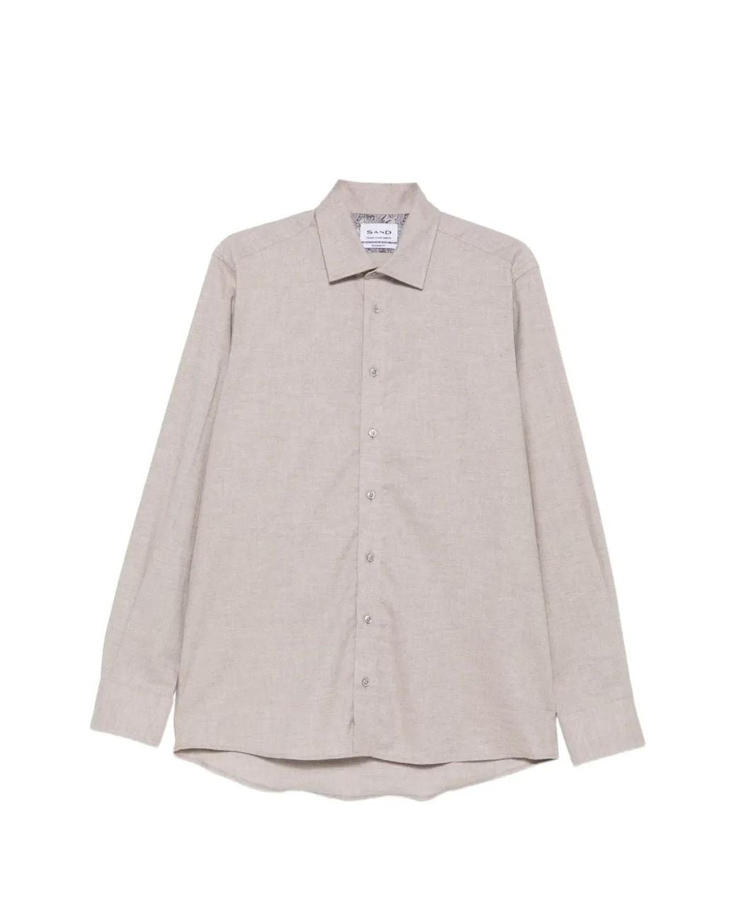 Sand White Chemise Boutonnée À Manches Longues for men