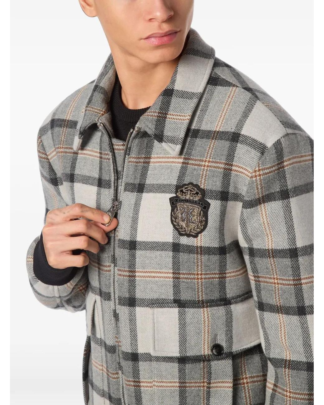 Billionaire Gray Check-Pattern Jacket for men