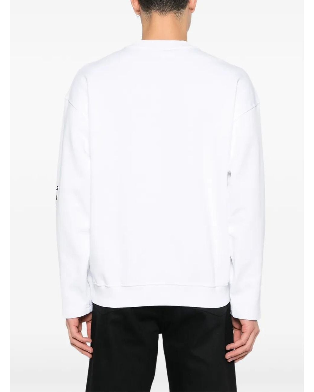 DIESEL White Crewneck Sweatshirt With Logo Patch Embroidery for men