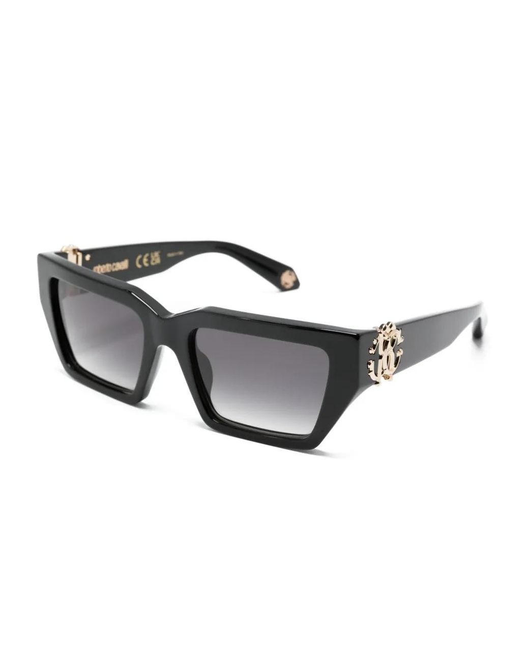 Roberto Cavalli Gray Logo-Plaque Rectangle-Frame Sunglasses