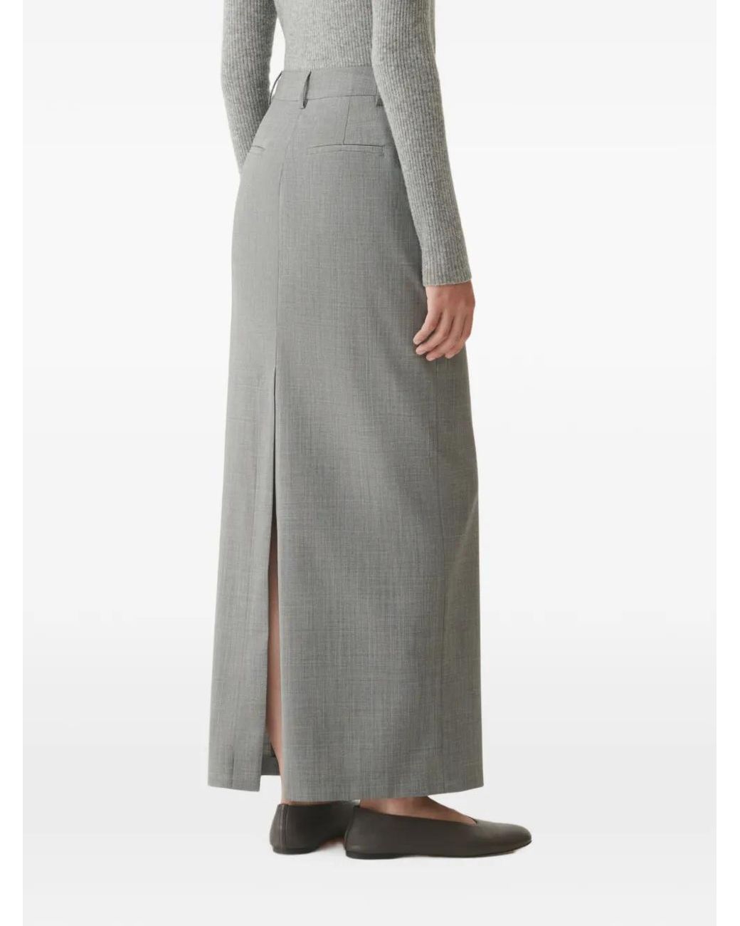 Fabiana Filippi Gray Rear-Slit Skirt