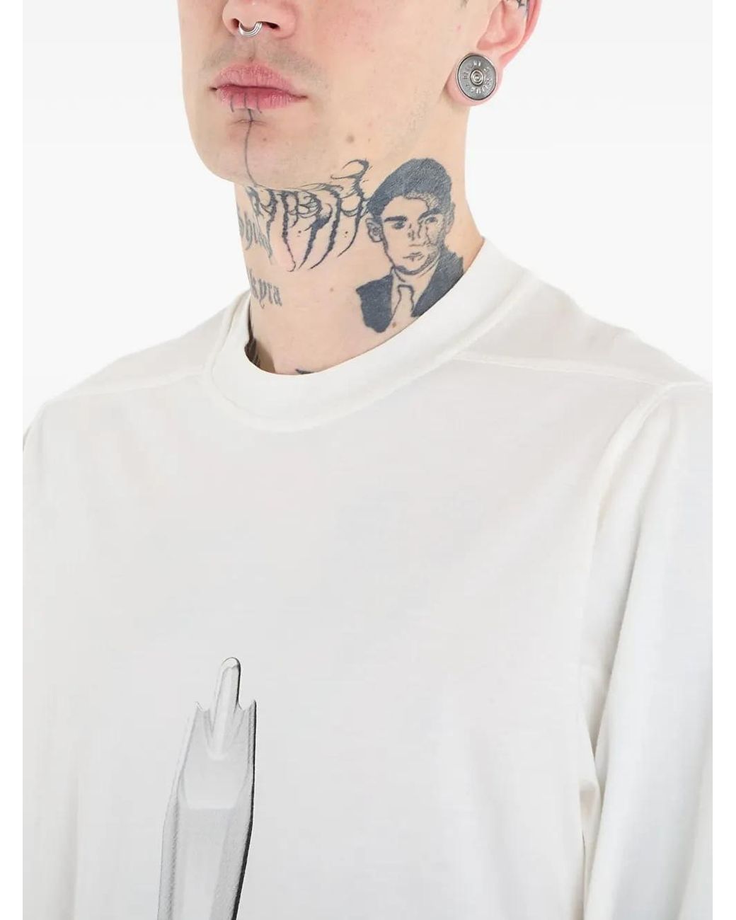 Rick Owens White Graphic Jumbo T-Shirt for men