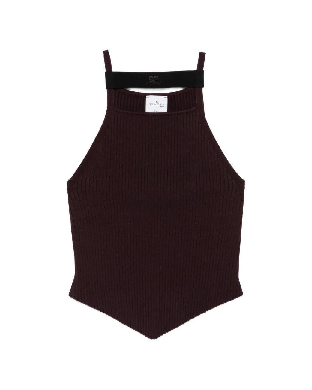 Courreges Geribbelde Top Met Logopatch in het Purple