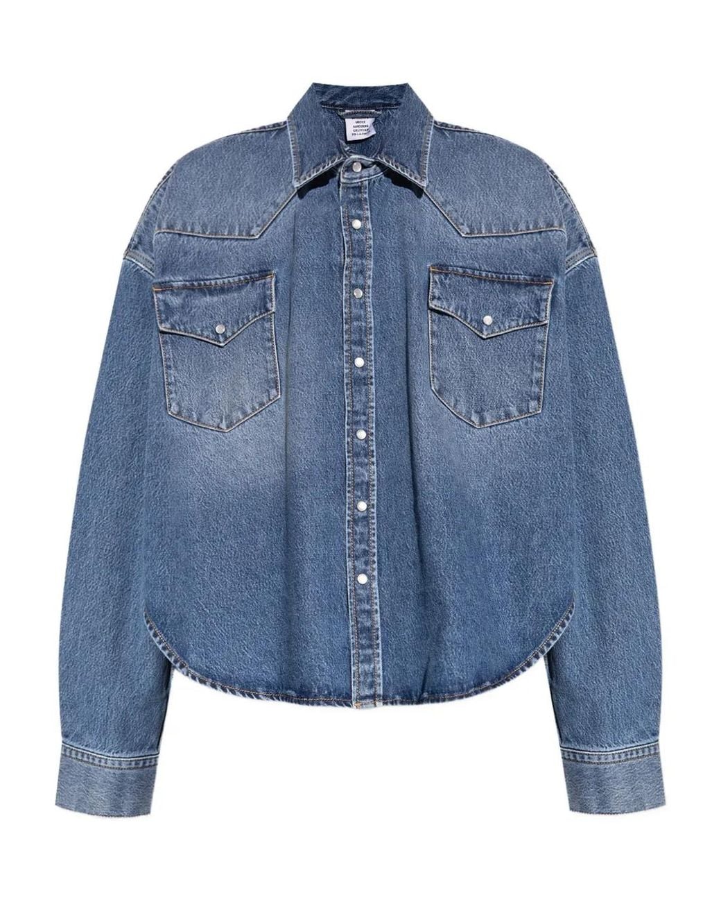 Vetements Blue Button-Fastening Denim Shirt