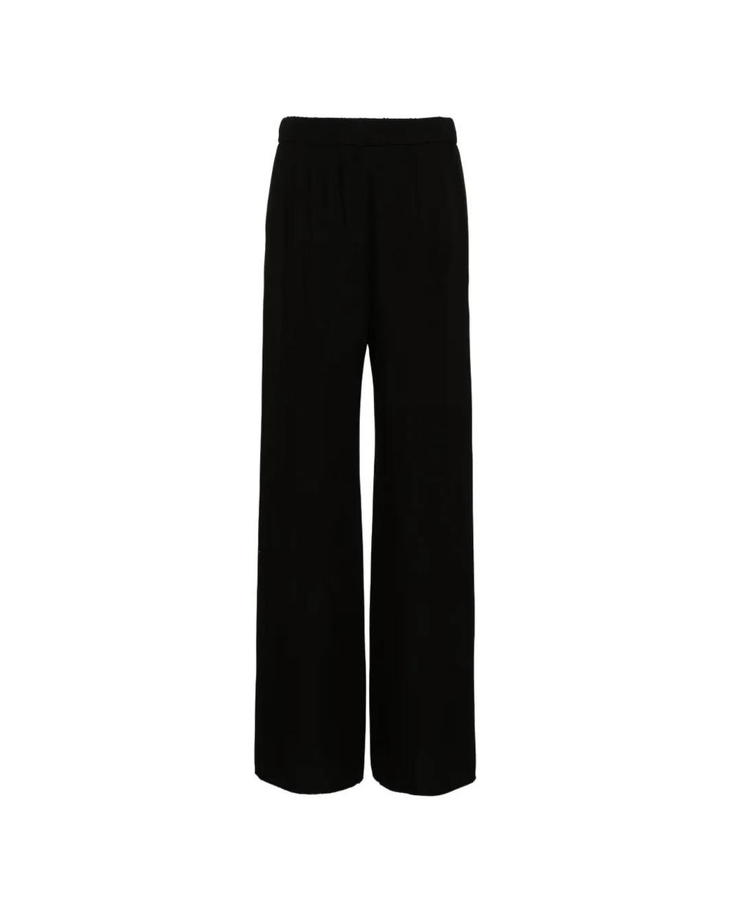 Valentino Garavani Black Silk Wide-Leg Trousers
