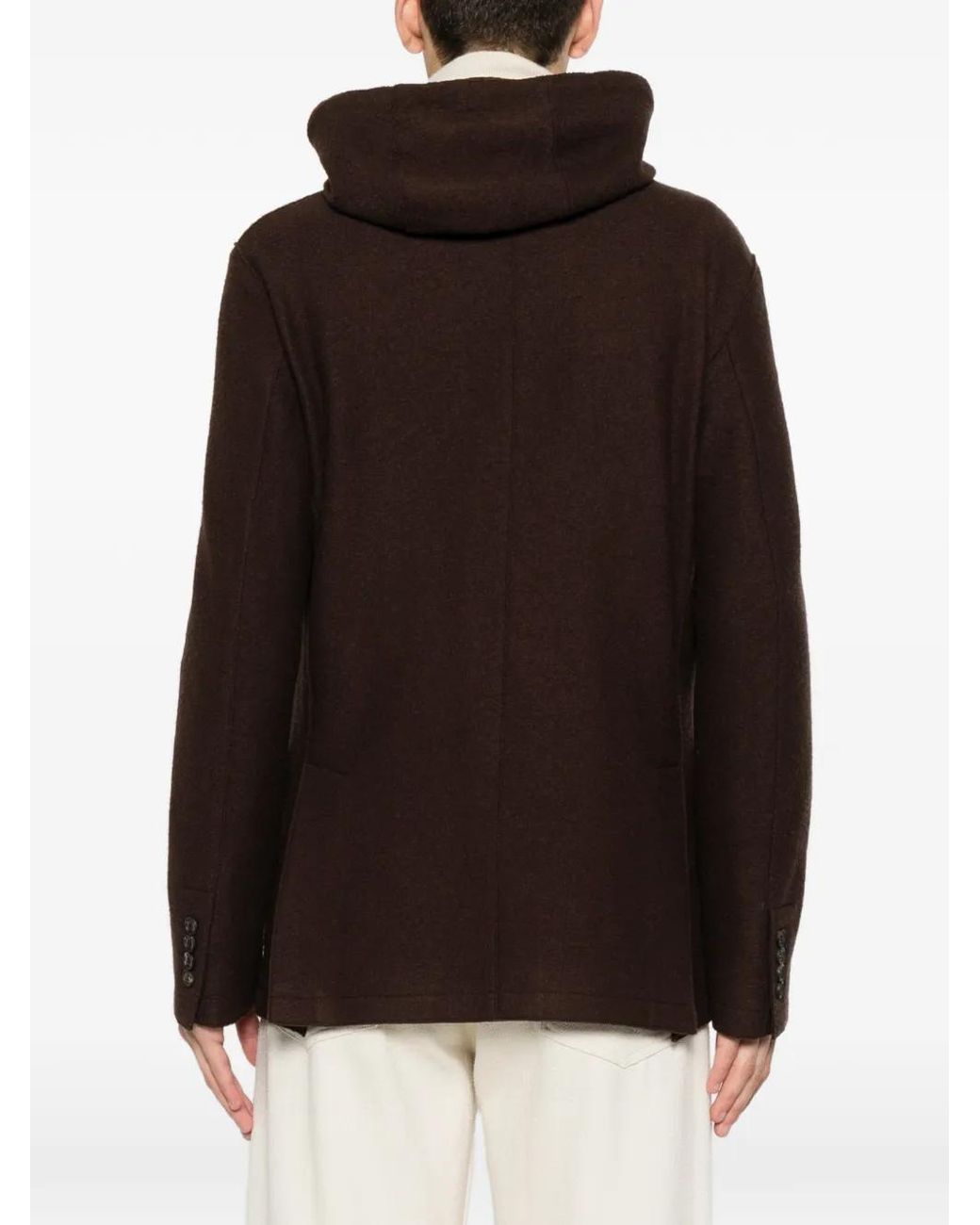 Eleventy Brown Hooded Wool Jacket for men