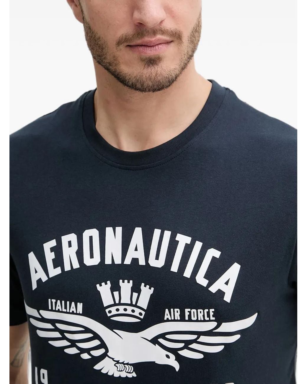 Aeronautica Militare Blue T-Shirt À Logo Imprimé for men