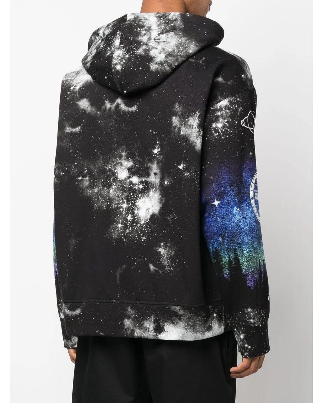 Versace Jeans Couture Black Graphic-Print Drawstring Hoodie for men