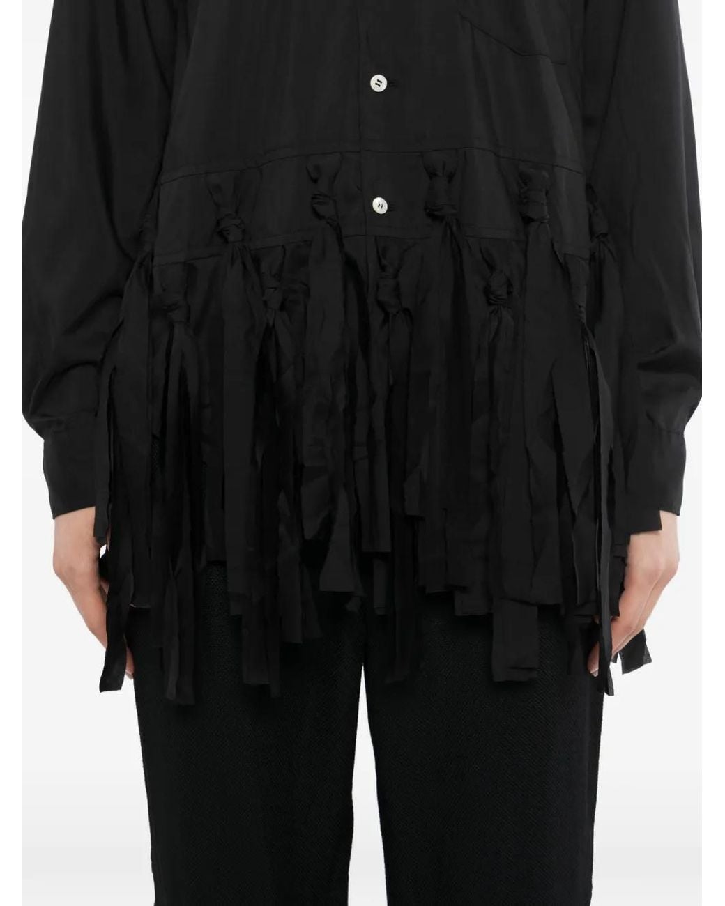 COMME DES GARÇON BLACK Black Knotted Fringe-Trim Shirt