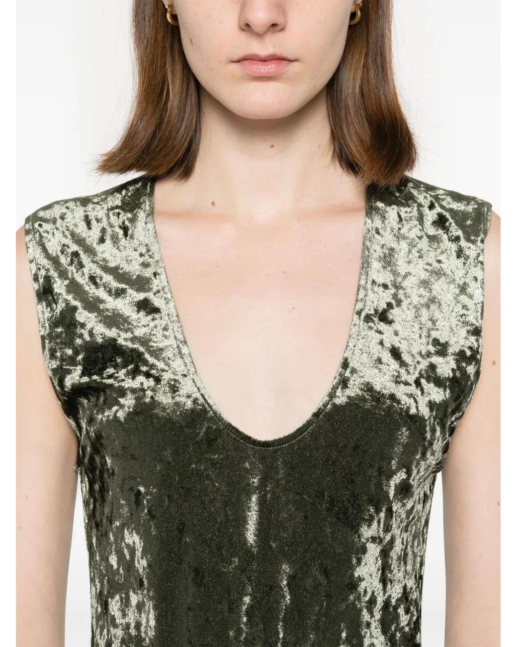 Forte_forte Green Crushed-Velvet Bodysuit