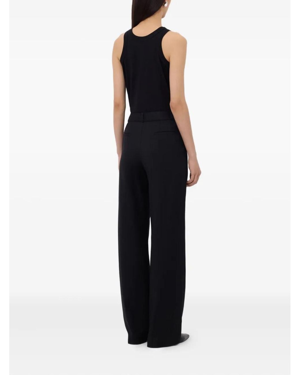 Loulou de Saison Black Sbiru Lds Pleated Flare-Leg Trousers